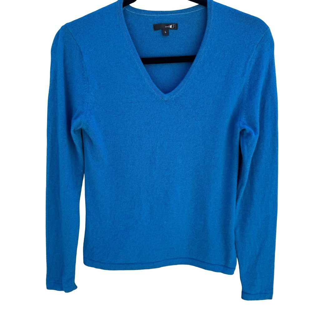 Red Hot Cashmere V-Neck Sweater Teal Luxury Womens S Minimalist Quiet Luxury